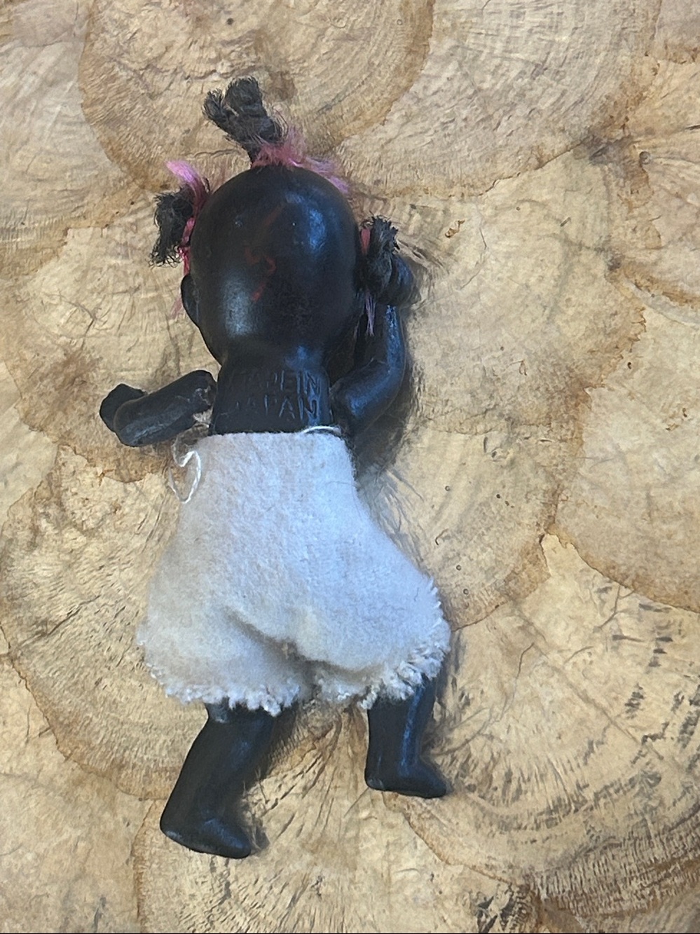 Vintage Black Miniature Doll with White Fabric Outfit - Picture 4 of 4